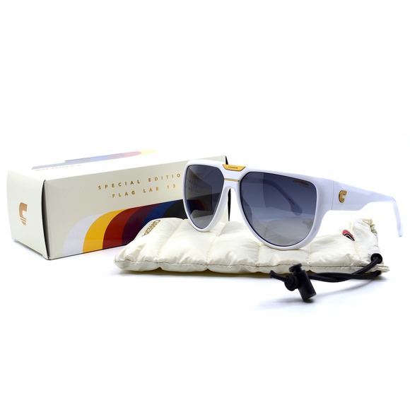 BRAND NEW CARRERA FLAGLAB-13 WHITE GREY GRADIENT SHIELD SUNGLASSES - Picture 10 of 13